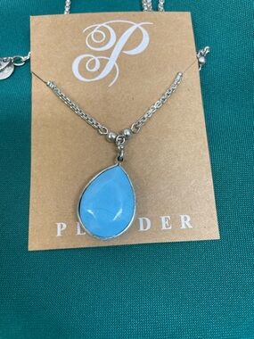 Plunder Blue Teardrop Pendant Necklace